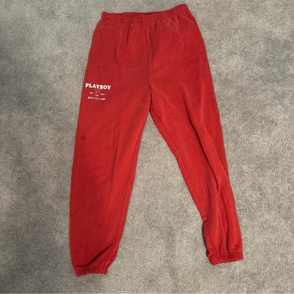 PLAYBOY Red Joggers Elastic Cuffed Athletic Style